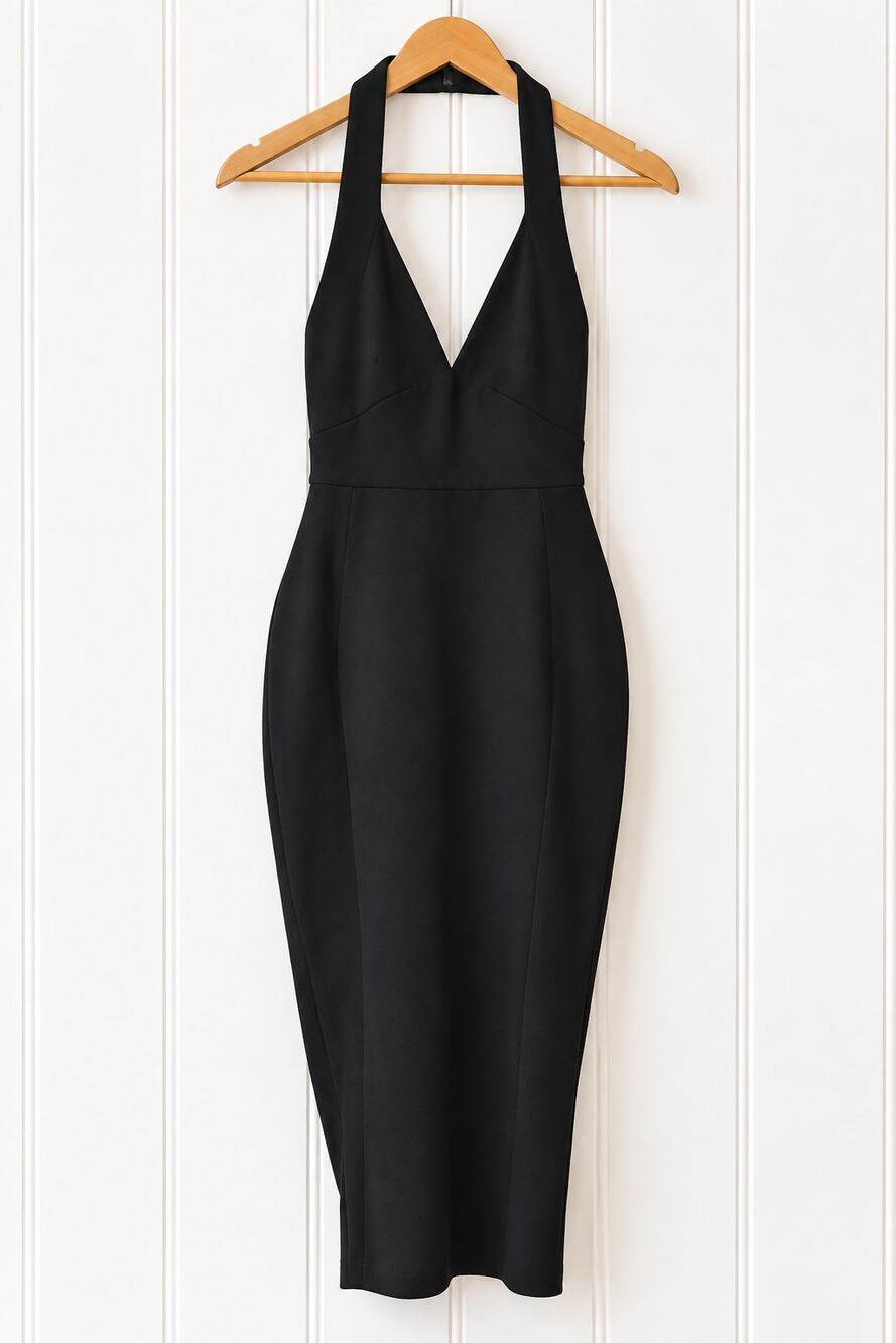 Nookie Medea Midi Dress Womens Small Black Halter Bodycon Backless NWT